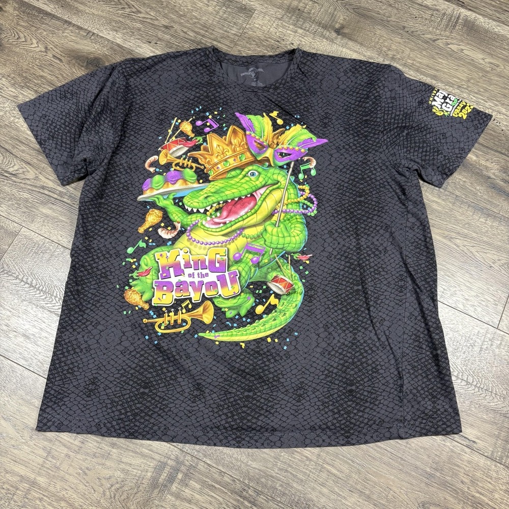 Universal Studios Shirt Mens XL Gray King Of The Bayou‎ Mardi Gras Graphic Tee